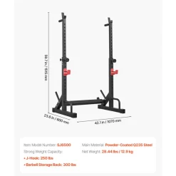 VEVOR Power Cage Squat Rack, Home Gym Power Rack with Adjustable Height & Width, 550LBS Strength Training Workout Equipment with Barbell Storage Racks & J-Hooks for Bench Press, Squat, Weight Lifting