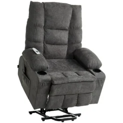 VEVOR Power Lift Recliner Chair, Large Electric Lift Chair with Heat and Massage for Elderly, Infinite Position Adjustment, Chenille Fabric, with Side Pockets, Cup Holders and USB Port, Dark Gray