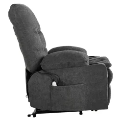 VEVOR Power Lift Recliner Chair, Large Electric Lift Chair with Heat and Massage for Elderly, Infinite Position Adjustment, Chenille Fabric, with Side Pockets, Cup Holders and USB Port, Dark Gray