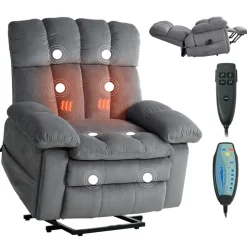 VEVOR Power Lift Recliner Chair, Lift Chair with Heat and Massage for Elderly, Dual Motor Recliner Chair with 2 Cup holders and USB Port, Infinite Position Adjustment Electric Recliner (Large, Brown)