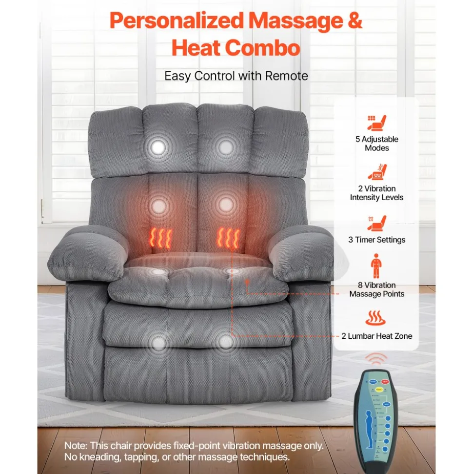 VEVOR Power Lift Recliner Chair, Lift Chair with Heat and Massage for Elderly, Dual Motor Recliner Chair with 2 Cup holders and USB Port, Infinite Position Adjustment Electric Recliner (Large, Brown)