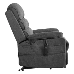 VEVOR Power Lift Recliner Chair, Dual Motor Medium Lift Chair with Heat and Massage for Elderly, Position Adjustable, Remote Control, with Side Pockets, Chenille Fabric, Dark Gray
