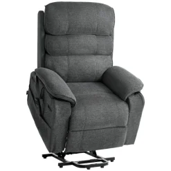 VEVOR Power Lift Recliner Chair, Dual Motor Medium Lift Chair with Heat and Massage for Elderly, Position Adjustable, Remote Control, with Side Pockets, Chenille Fabric, Dark Gray