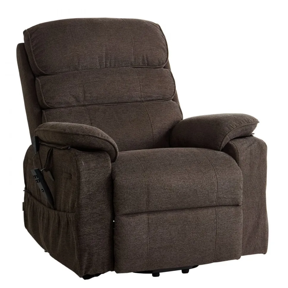 VEVOR Power Lift Recliner Chair, Dual Motor, Large Electric Lift Chair with Heat and Massage for Elderly, Infinite Position Adjustment, Velvet Fabric, with Side and Front Pockets, Cup Holders, Brown