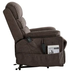 VEVOR Power Lift Recliner Chair, Dual Motor, Large Electric Lift Chair with Heat and Massage for Elderly, Infinite Position Adjustment, Velvet Fabric, with Side and Front Pockets, Cup Holders, Brown