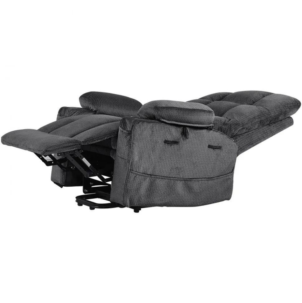 VEVOR Power Lift Recliner Chair, Dual Motor, Large Electric Lift Chair with Heat and Massage for Elderly, Infinite Position Adjustment, Velvet Fabric, with Storage Pockets, Cup Holders, Dark Gray