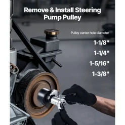 VEVOR Power Steering Pump Pulley Puller/Installer Tool Set, Compatible with Ford, GM V6, and VW Vehicles, Pump Pulley Remover Installer Tools, for Removing and Installing Power Steering Pump Pulleys