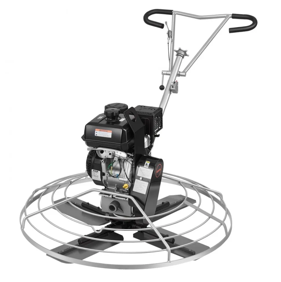 VEVOR Power Trowel, 38 inch Concrete Finishing Machine with Float Pan, 7HP Kohler Engine, 4 Blades, Adjustable Pitch, Gas-Powered Walk-Behind Cement Surface Finisher for Smooth Floors, Construction