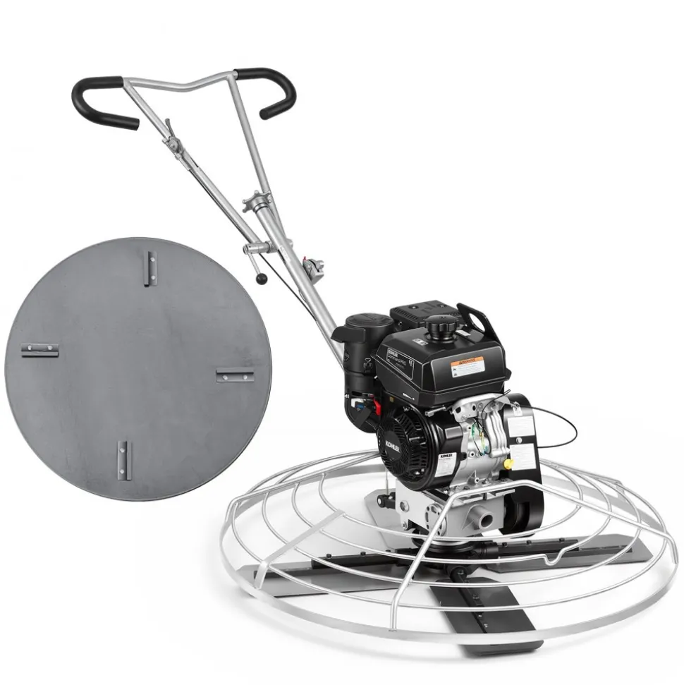 VEVOR Power Trowel, 38 inch Concrete Finishing Machine with Float Pan, 7HP Kohler Engine, 4 Blades, Adjustable Pitch, Gas-Powered Walk-Behind Cement Surface Finisher for Smooth Floors, Construction