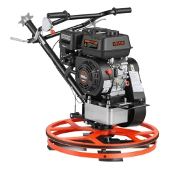 VEVOR Power Trowel, 24 inch Concrete Finishing Machine with Float Pan, 5.5HP Engine, 4 Blades, Adjustable Pitch, Gas-Powered Walk-Behind Cement Surface Finisher for Smooth Floors, Construction Use
