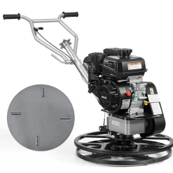 VEVOR Power Trowel, 24 inch Concrete Finishing Machine with Float Pan, 7HP Kohler Engine, 4 Blades, Adjustable Pitch, Gas-Powered Walk-Behind Cement Surface Finisher for Smooth Floors, Construction
