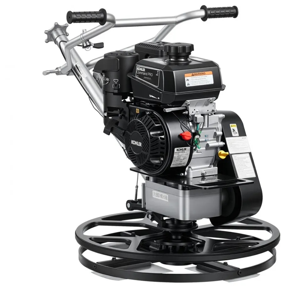 VEVOR Power Trowel, 24 inch Concrete Finishing Machine with Float Pan, 7HP Kohler Engine, 4 Blades, Adjustable Pitch, Gas-Powered Walk-Behind Cement Surface Finisher for Smooth Floors, Construction