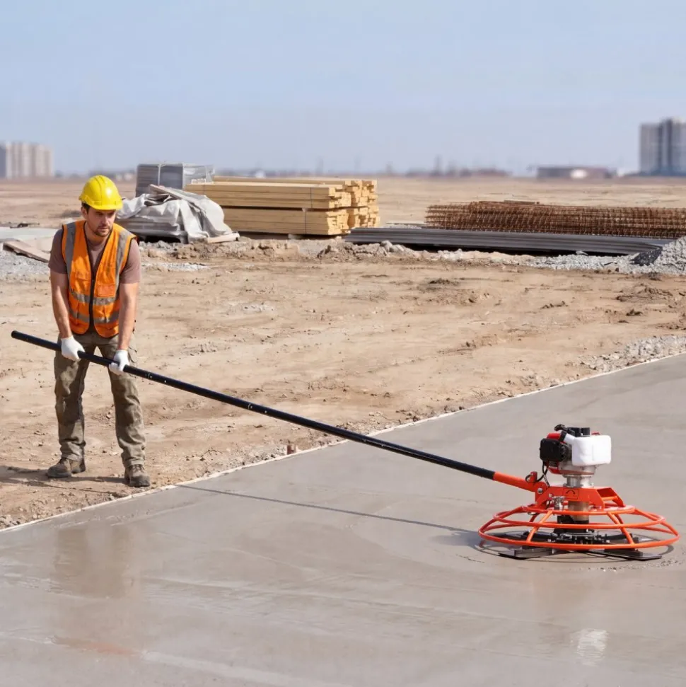 VEVOR Power Trowel, 28.3 inch Trowel Diameter Concrete Finishing Machine, 4 Blades, Adjustable 0-12° Pitch, Gas-Powered Walk-Behind Cement Surface Finisher for Smooth Floors, Bridge Construction