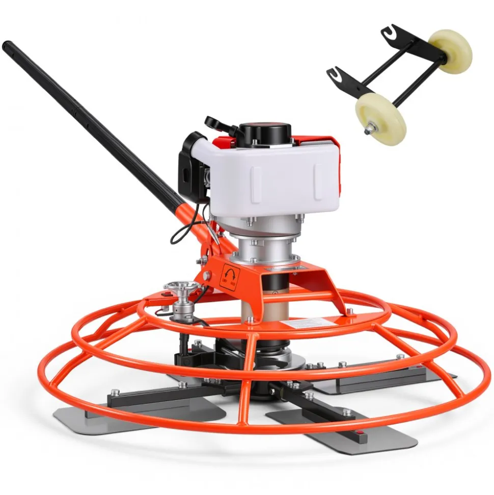 VEVOR Power Trowel, 28.3 inch Trowel Diameter Concrete Finishing Machine, 4 Blades, Adjustable 0-12° Pitch, Gas-Powered Walk-Behind Cement Surface Finisher for Smooth Floors, Bridge Construction