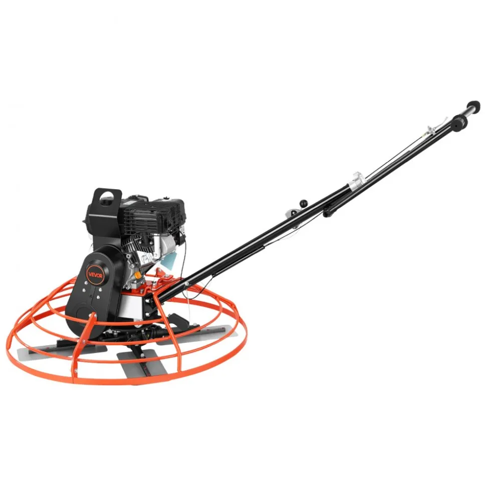 VEVOR Power Trowel, 34.8 inch Trowel Diameter Concrete Finishing Machine, 5.5HP Engine, 4 Blades, Adjustable Pitch, Gas-Powered Walk-Behind Cement Surface Finisher for Smooth Floors, Construction