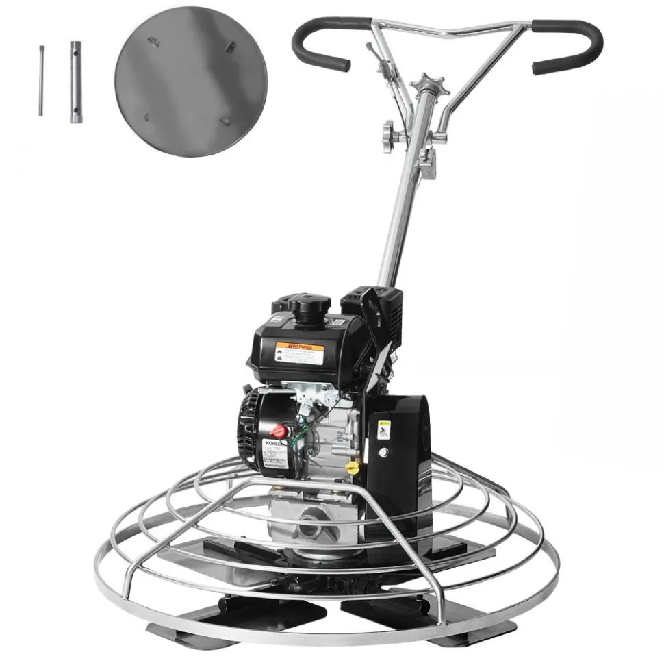 VEVOR Power Trowel, 38” Walk-Behind Cement Trowel with Float Pan, 6HP Gas-Powered Smooth Concrete Surface Finisher, Heavy Duty Commercial Screed Concrete Cement with Finishing Blade, Orange
