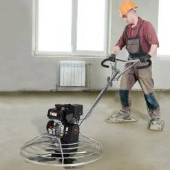 VEVOR Power Trowel, 38” Walk-Behind Cement Trowel with Float Pan, 6HP Gas-Powered Smooth Concrete Surface Finisher, Heavy Duty Commercial Screed Concrete Cement with Finishing Blade, Orange