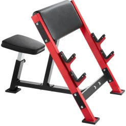 VEVOR Preacher Curl Bench, Strength Training Benches, Max load 660 LBS Home Gym Fitness Equipment, Seated Arm Isolated Barbell Dumbbell Bicep Station, Adjustable Weight Bench with Bar Holders