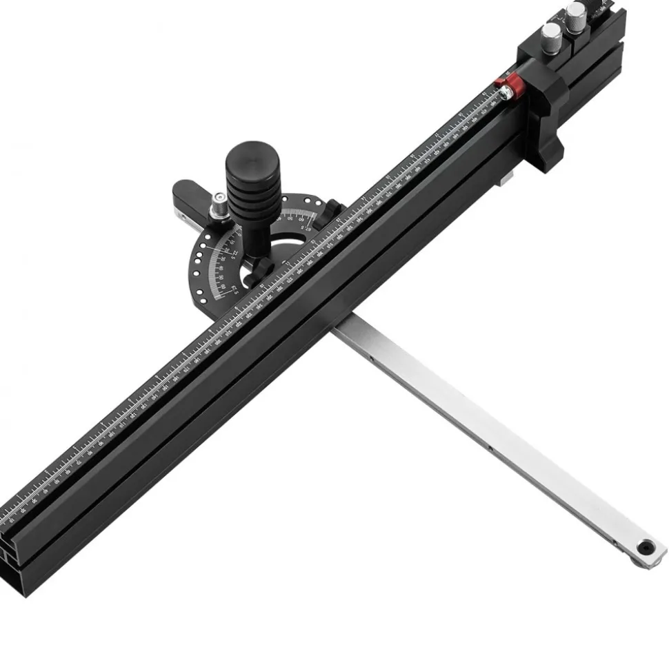 VEVOR Precision Miter Gauge, Standard Slot 3/4'' x 3/8'', Aluminum Alloy Table Saw Miter Gauge with 24 in Grating 15 Angle Stops Adjustable Spring Loaded Plunger and Removable Disc, for Woodworking