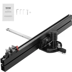 VEVOR Precision Miter Gauge, Standard Slot 3/4'' x 3/8'', Aluminum Alloy Table Saw Miter Gauge with 24 in Grating 15 Angle Stops Adjustable Spring Loaded Plunger and Removable Disc, for Woodworking