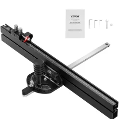 VEVOR Precision Miter Gauge, Standard Slot 3/4'' x 3/8'', Aluminum Alloy Table Saw Miter Gauge with 24 in Grating 15 Angle Stops Adjustable Spring Loaded Plunger and Removable Disc, for Woodworking