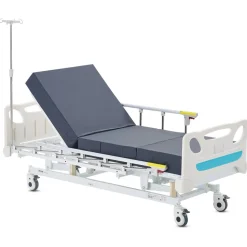 VEVOR Premium 3 Function Full Electric Hospital Bed, ICU Electric Medical Bed with Mattress & IV Pole, Handheld Controller and 5-Inch Locking Casters for Home Hospital Use, 440LBS Loading