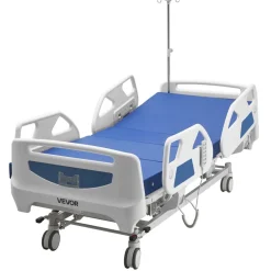 VEVOR Premium 5 Function Full Electric Hospital Bed, ICU Electric Medical Bed with Trendelenburg & Reverse Trendelenburg and Central Locking System with 5