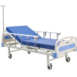 VEVOR Premium 2 Function Full Electric Hospital Bed, ICU Electric Medical Bed with Backrest & Legrest Adjustment, 5" Locking Casters, High-Density Foam Mattress for Home Hospital, 550LBS Loading