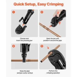 VEVOR 3/8" Press Jaw for Compact Series Press Tools, 52 HRC Hardened Steel Pressing Jaw for High Pressure HVAC/R Applications - Compatible with 24KN Press Tools for RLS Copper Pipes Connections
