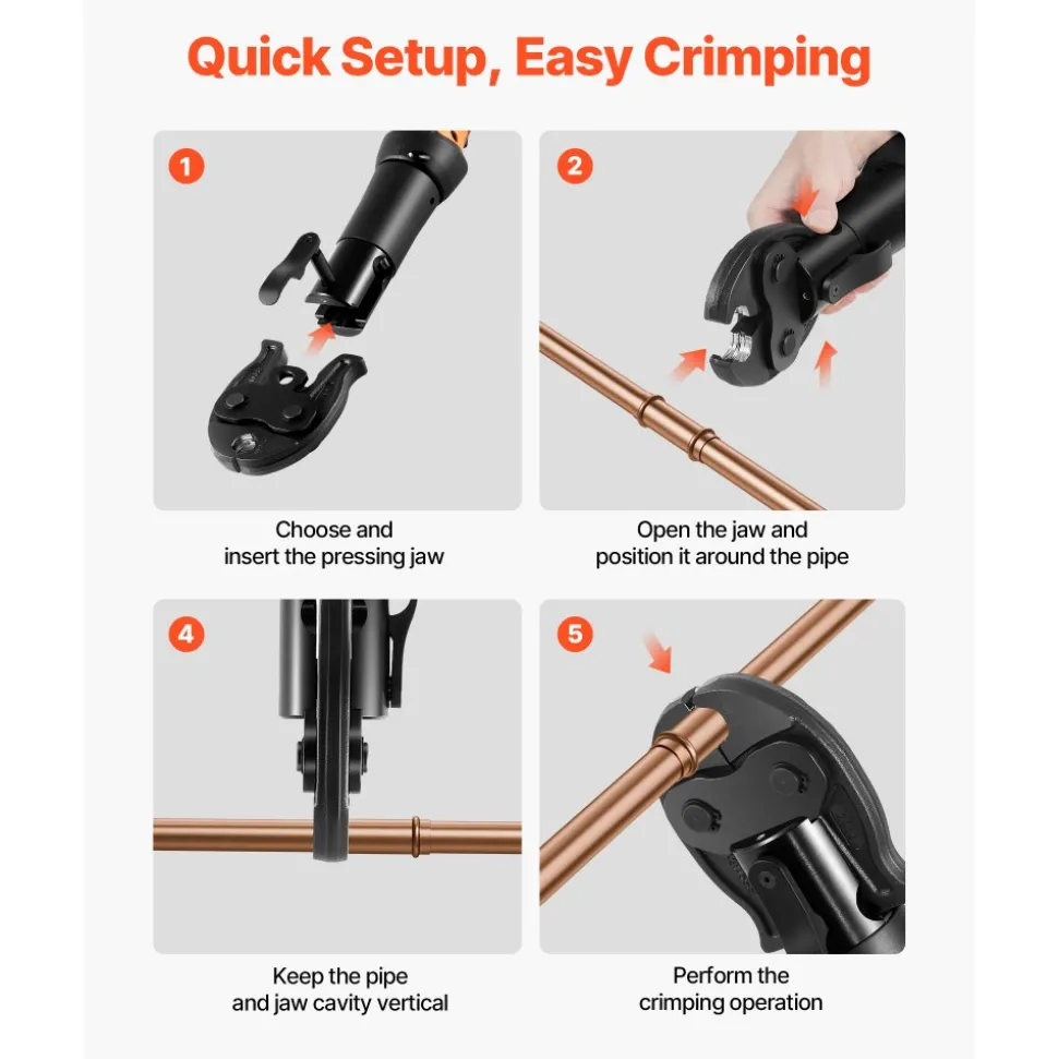VEVOR 1/2" Press Jaw for 24KN Compact Series Press Tools, 52 HRC Hardened Steel Pressing Jaw - Compatible with ProPress Copper Pipes Connections
