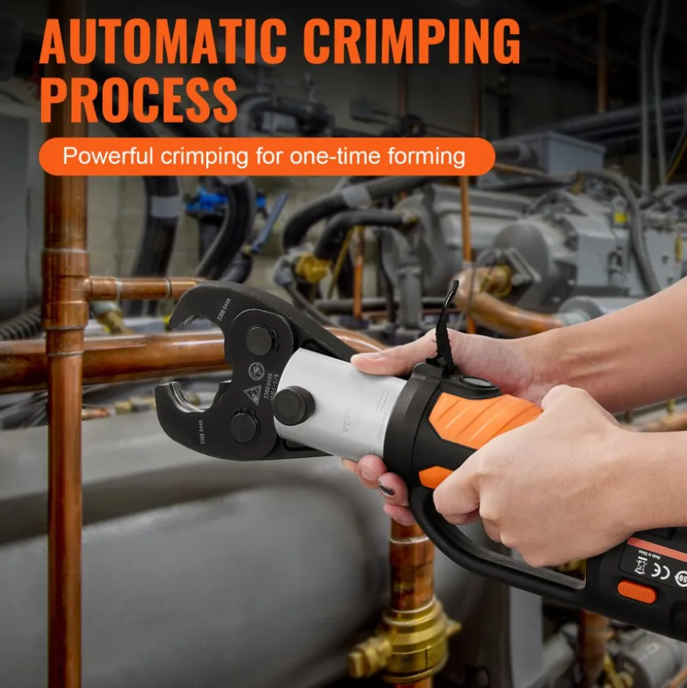 VEVOR Press Tool, 18V Electric Pipe Crimping Tool for 1/2" to 2" Copper Pipes, 32KN Press Tool Kit Compatible with ProPress - with 6 VUS Press Jaws, 2pcs 4AH Battery, Fast Charger & Carrying Case