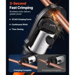 VEVOR Press Tool, 18V Electric Pipe Crimping Tool for 1/2”, 3/4”, 1”, 1 1/4