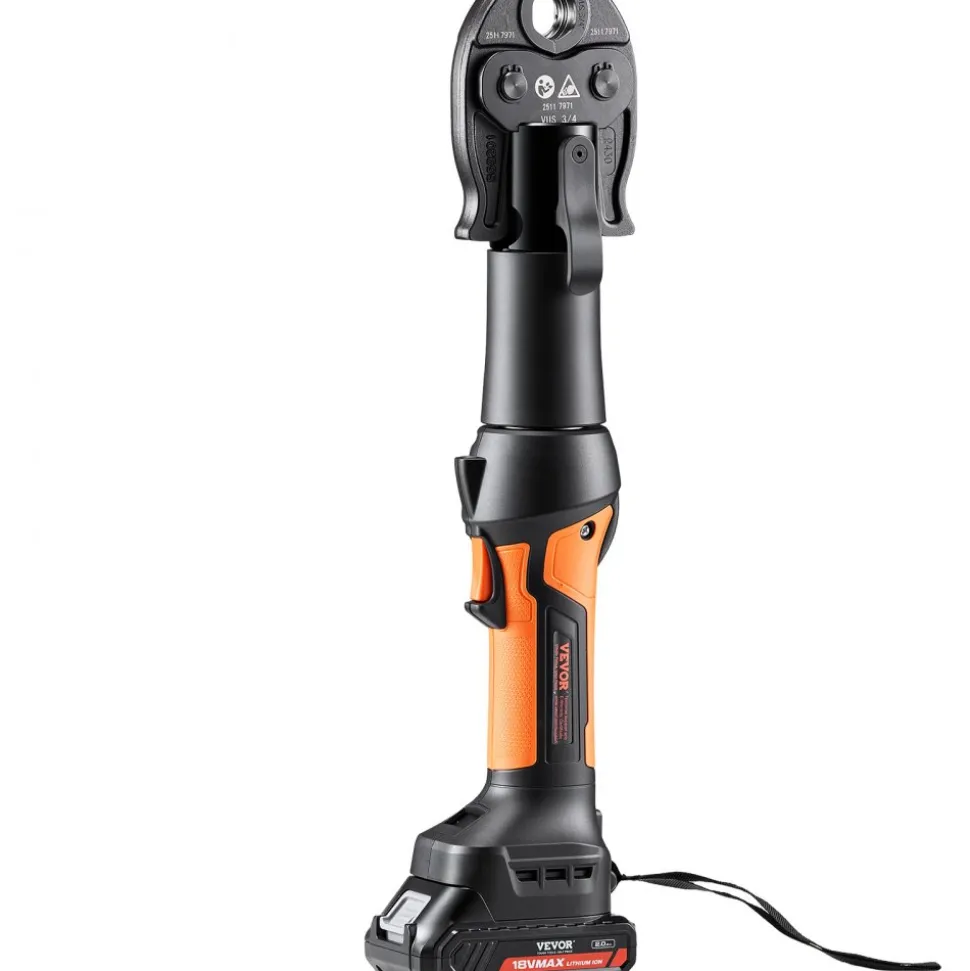 VEVOR Press Tool, 18V Electric Pipe Crimping Tool for 1/2", 3/4", 1" Copper Pipes, 24KN Press Tool Kit Compatible with ProPress - with 3 Press Jaws, 2pcs 18V 2AH Battery, Fast Charger & Carrying Case