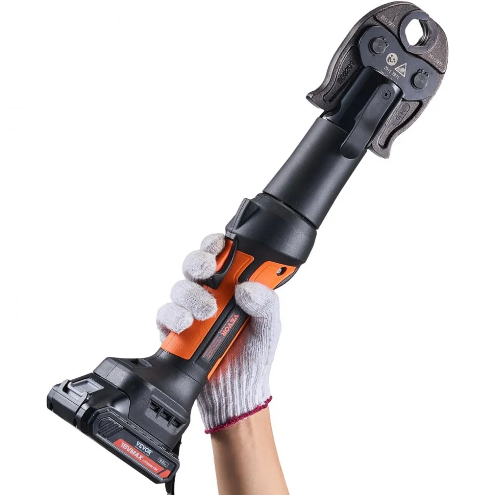 VEVOR Press Tool, 18V Electric Pipe Crimping Tool for 1/2", 3/4", 1" Copper Pipes, 24KN Press Tool Kit Compatible with ProPress - with 3 Press Jaws, 2pcs 18V 2AH Battery, Fast Charger & Carrying Case