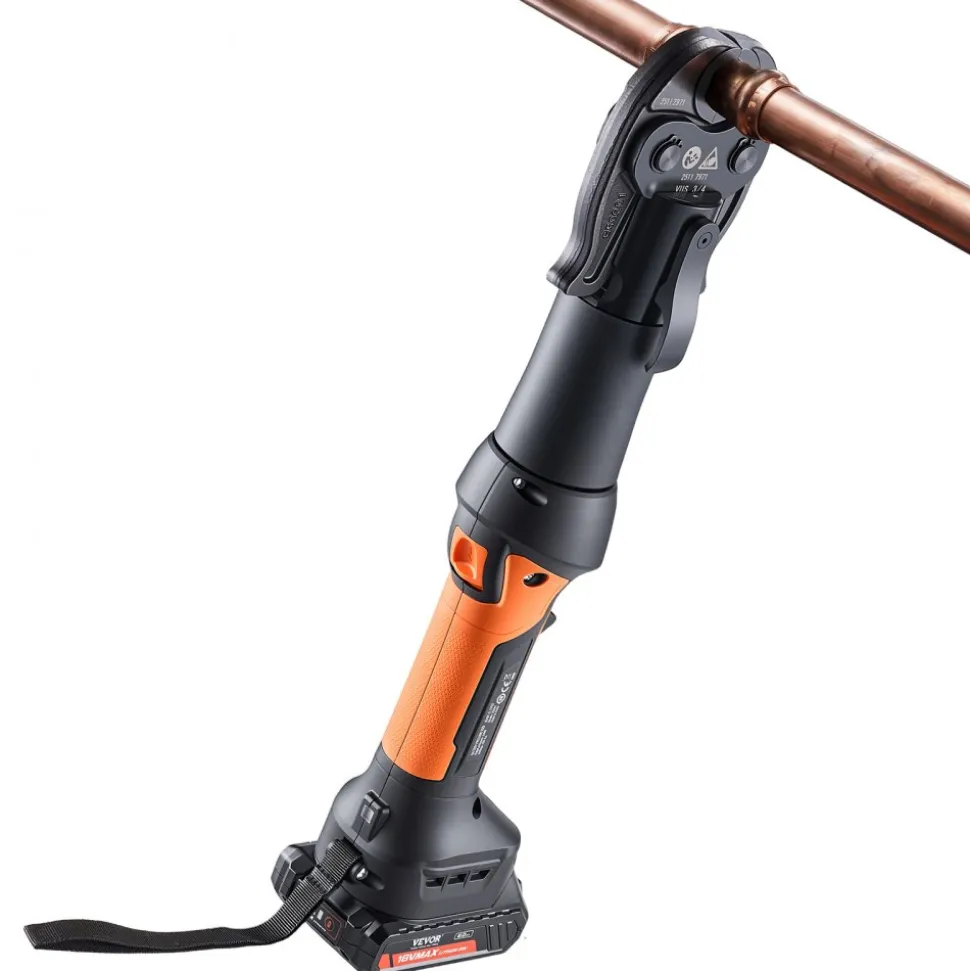 VEVOR Press Tool, 18V Electric Pipe Crimping Tool for 1/2", 3/4", 1" Copper Pipes, 24KN Press Tool Kit Compatible with ProPress - with 3 Press Jaws, 2pcs 18V 2AH Battery, Fast Charger & Carrying Case