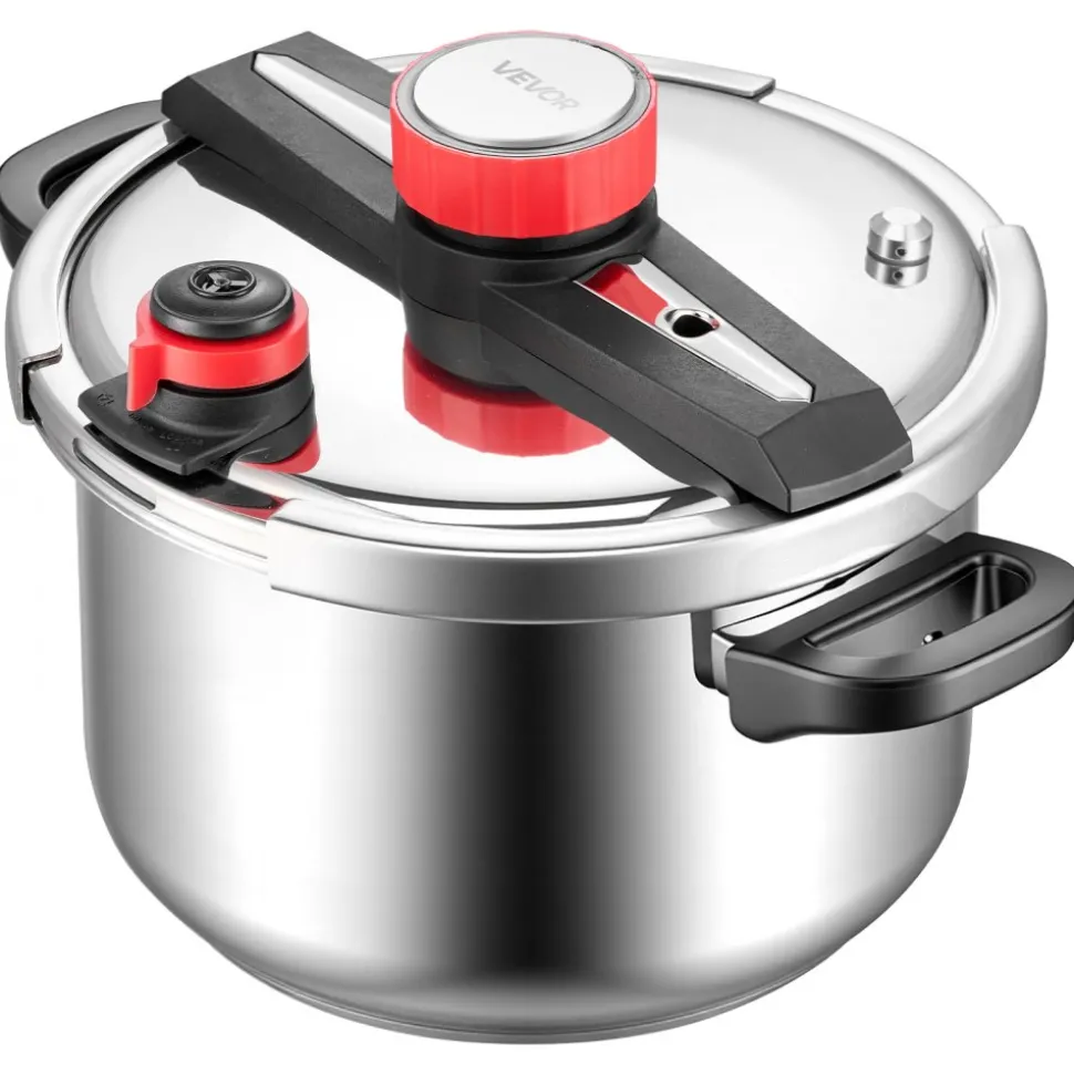VEVOR Pressure Cooker, 10Qt Pressure Cooker Stainless Steel, Pressures Canner with Steaming Rack, Tempered Glass Lid, Three Pressures Settings for Meat, Beans, Rice, Soup, Sauces, Cook up to 100 kPa