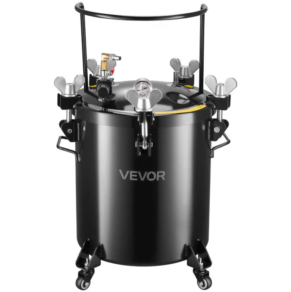 VEVOR Pressure Pot Tank, 10.6 Gal/40 L Heavy Duty Steel Air Tool Pressure Pot, Pressures Pots with Three Quick-Connect Couplers for Home Use, DIY, Art Creations, Large-Diameter Tank