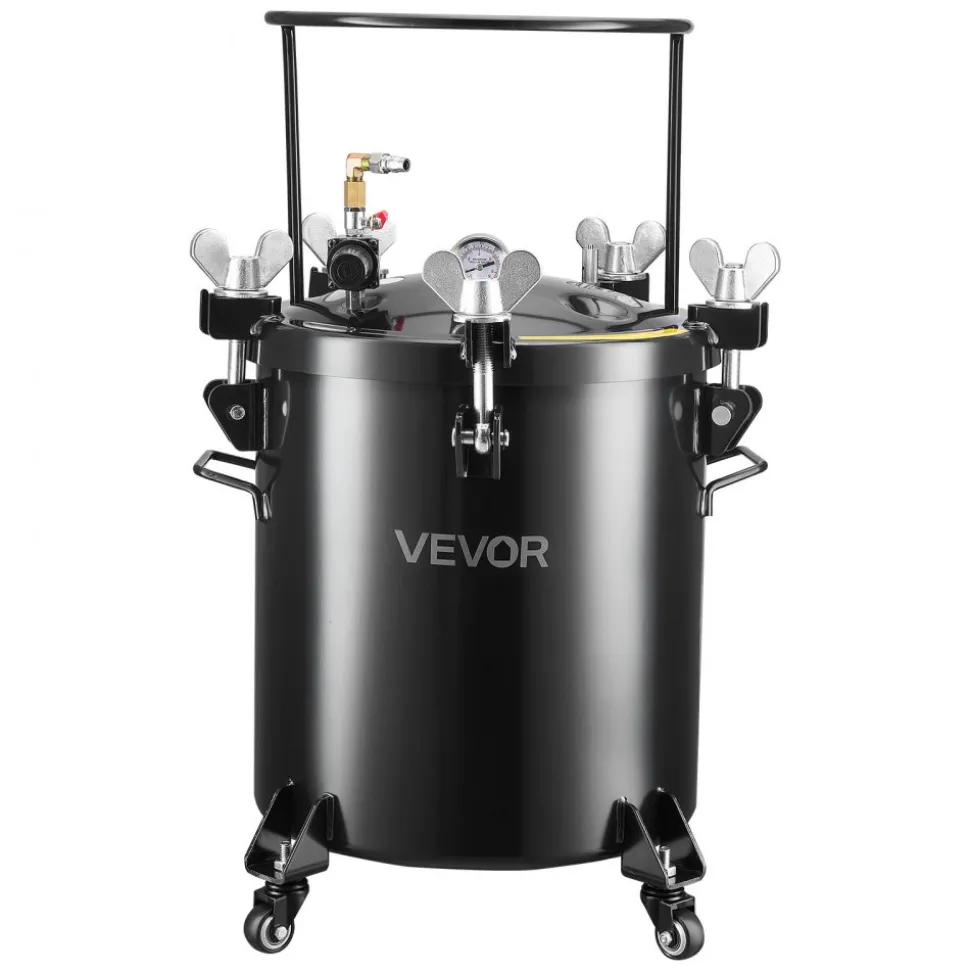 VEVOR Pressure Pot Tank, 10.6 Gal/40 L Heavy Duty Steel Air Tool Pressure Pot, Pressures Pots with Three Quick-Connect Couplers for Home Use, DIY, Art Creations, Large-Diameter Tank