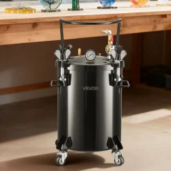 VEVOR Pressure Pot tank, 7.9 Gal/30 L Heavy Duty Steel Air Tool Pressure Pot, Pressures Pots with Three Quick-Connect Couplers for Home Use, DIY, Art Creations, Large-Diameter Tank