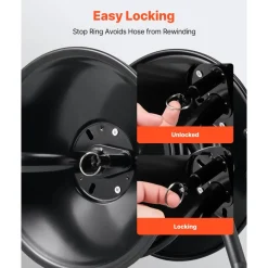 VEVOR Pressure Washer Hose Reel, 50 ft x 3/8 inch Heavy-Duty Steel Bracket-Mounted Pressure Hose Reel, Wall/Floor/Truck Mount, 4000PSI Max, Manual Power Hand Crank for Car/Floor Washing,Garden