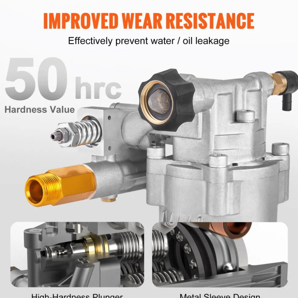 VEVOR Pressure Washer Pump, 3/4" Shaft Horizontal, 3400 PSI, 2.5 GPM, Replacement Power Washer Pumps Kit, Parts Washer Pump, Compatible with Honda, Simpson, RYOBI, Briggs & Stratton, Subaru, Craftsman