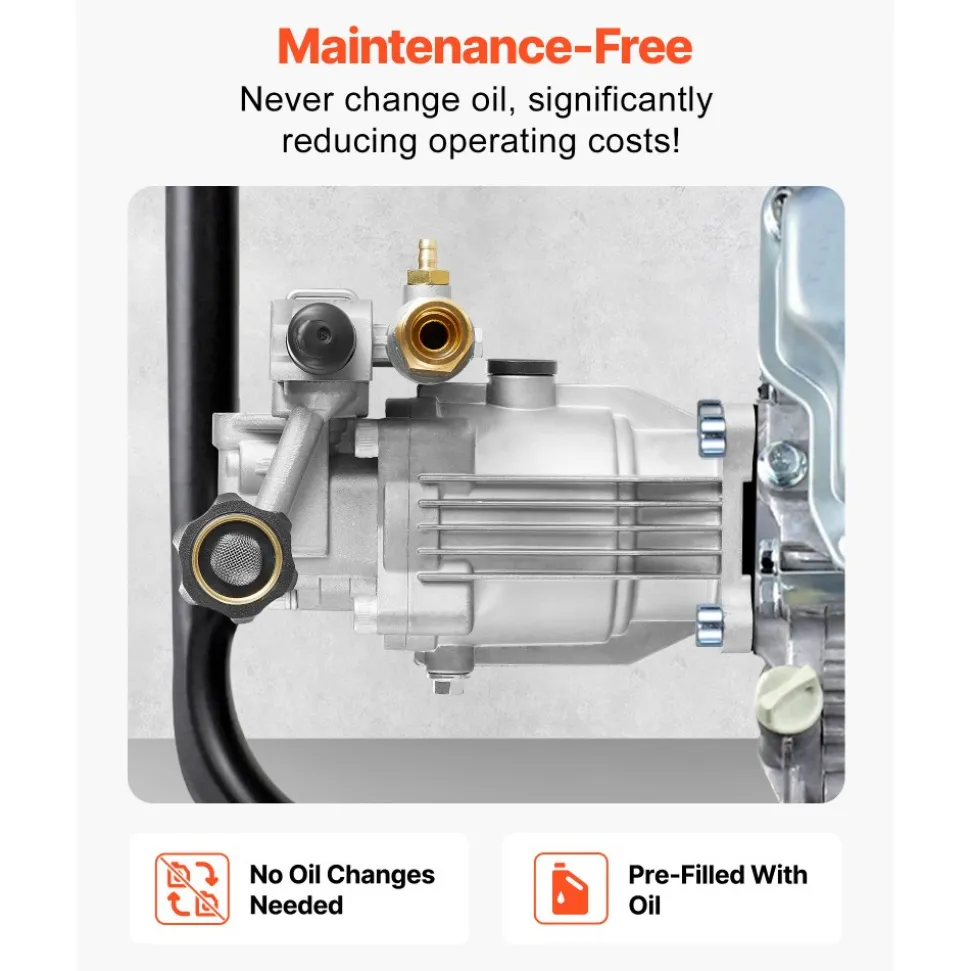VEVOR Pressure Washer Pump, 3/4" Shaft Horizontal, 3100 PSI, 2.35 GPM, Replacement Power Washer Pumps Kit with Hardware and Siphon Tube, Compatible with Simpson, Honda, Troy-Bilt, Generac and Delta