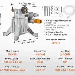 VEVOR Pressure Washer Pump, 7/8