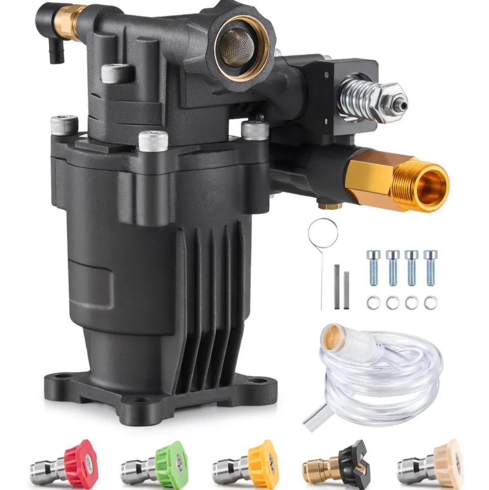 VEVOR Pressure Washer Pump, 3/4" Shaft Horizontal, 3500 PSI, 2.5GPM, Replacement Power Washer Pumps Kit with 5 Nozzles, Hardware and Siphon Tube, Compatible with Simpson, Honda, Troy-Bilt, Generac