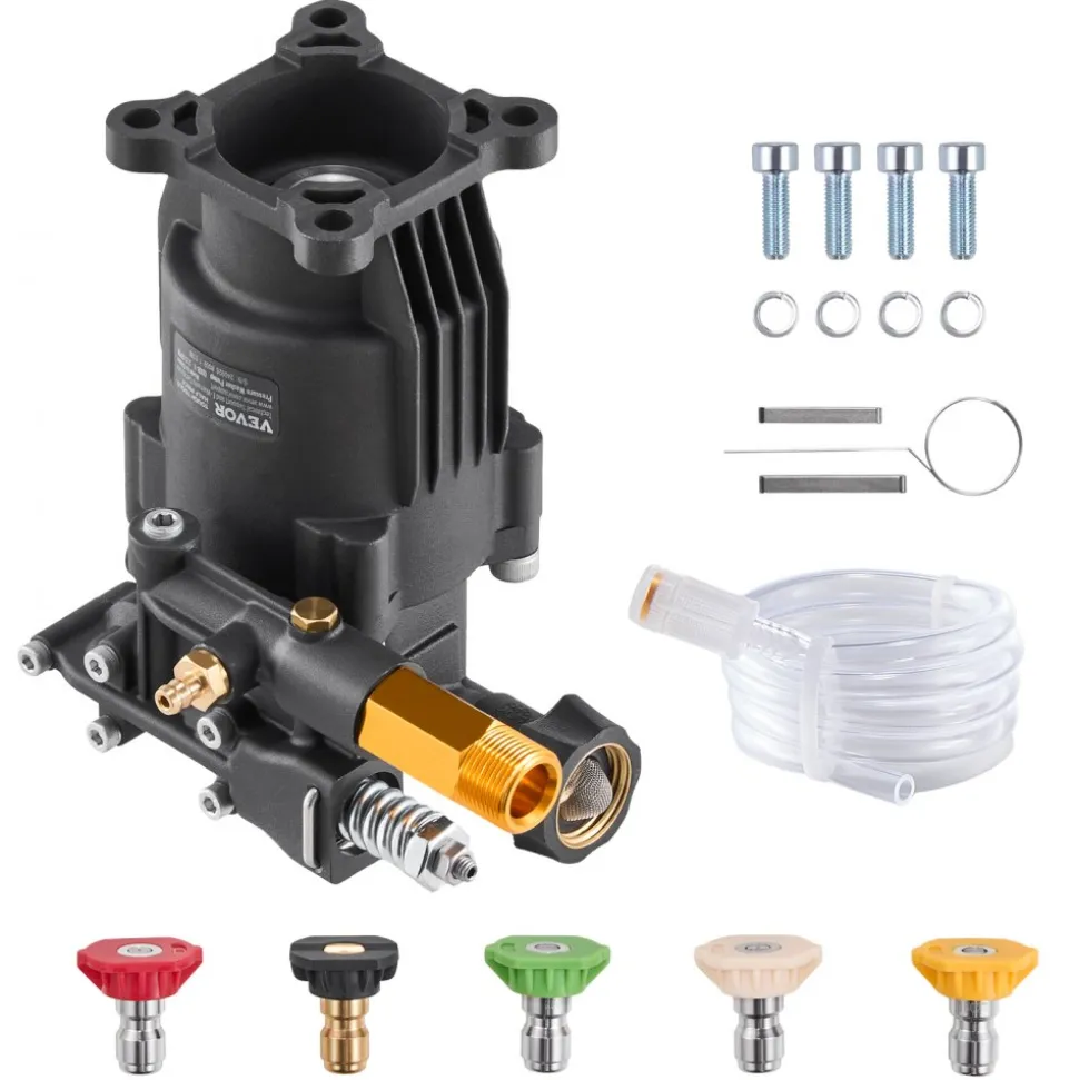 VEVOR Pressure Washer Pump, 3/4" Shaft Horizontal, 3500 PSI, 2.5GPM, Replacement Power Washer Pumps Kit with 5 Nozzles, Hardware and Siphon Tube, Compatible with Simpson, Honda, Troy-Bilt, Generac