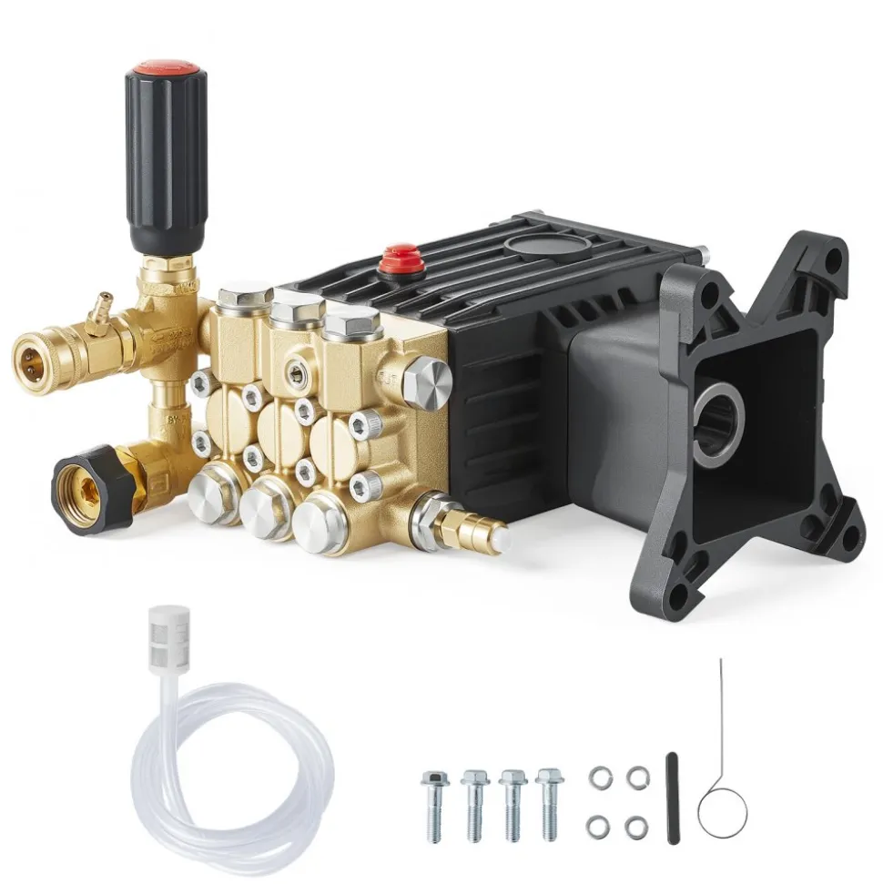 VEVOR Pressure Washer Pump, 1" Shaft Horizontal Triplex Plunger, 3600 PSI, 3.7 GPM, Replacement Power Washer Pumps Kit with Siphon Tube, Hardware, Compatible with Simpson MorFlex 40224, 40225, 40226