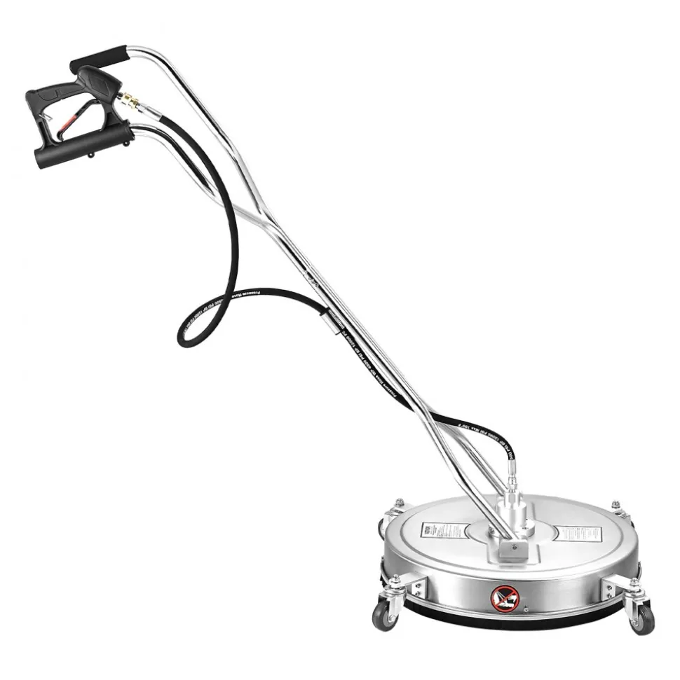 VEVOR 18" Pressure Washer Surface Cleaner, Stainless Steel Pressure Washer Attachments with 4 Wheels, 4000 Max PSI, 1/4 Quick Connector, 2 Spray Nozzles, 2 Extended Wands for Concrete, Patio, Deck