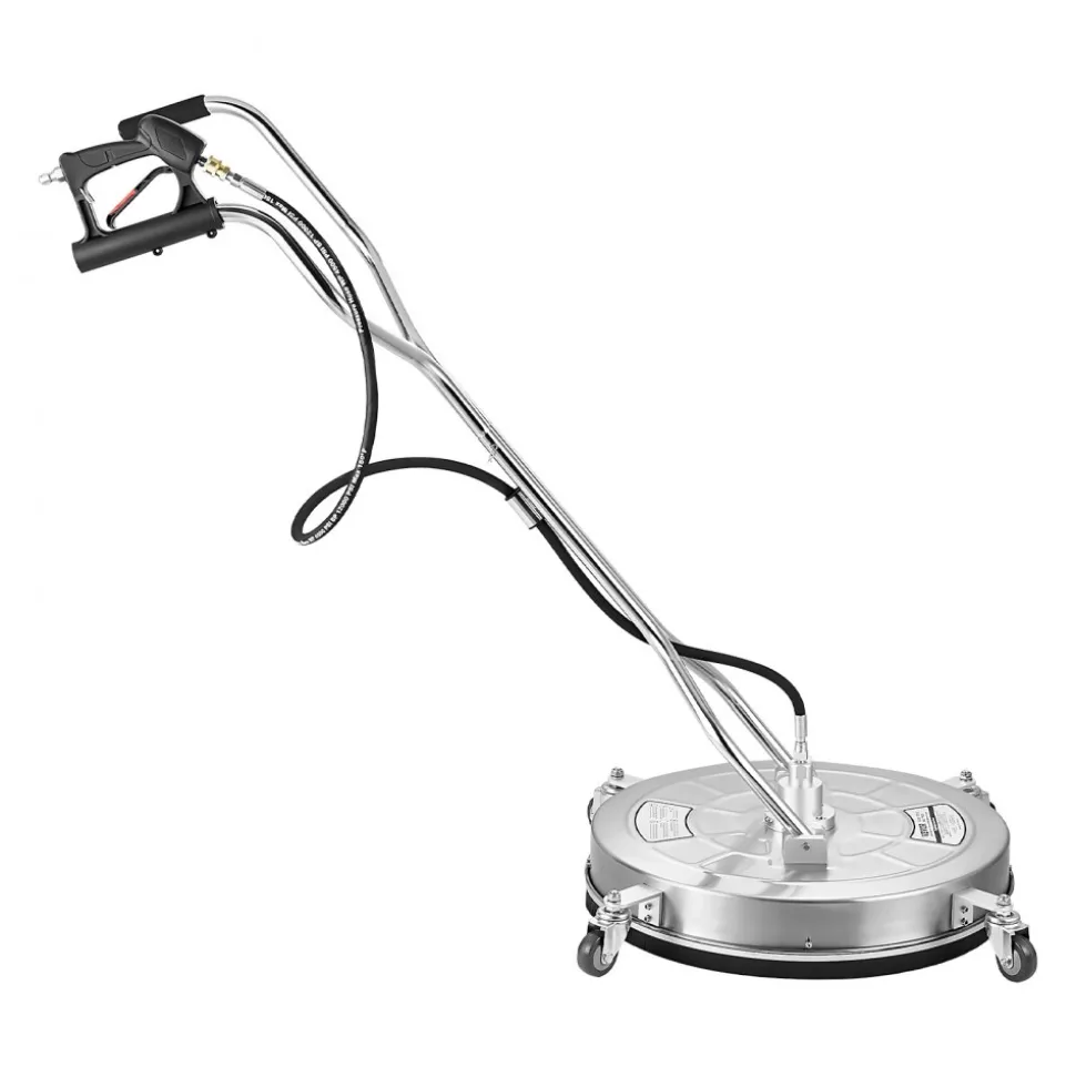 VEVOR 20" Pressure Washer Surface Cleaner, Stainless Steel Pressure Washer Attachments with 4 Wheels, 4000 Max PSI, 3/8 Quick Connector, 2 Spray Nozzles, Dual Handle, for Concrete, Patio, Sidewalk