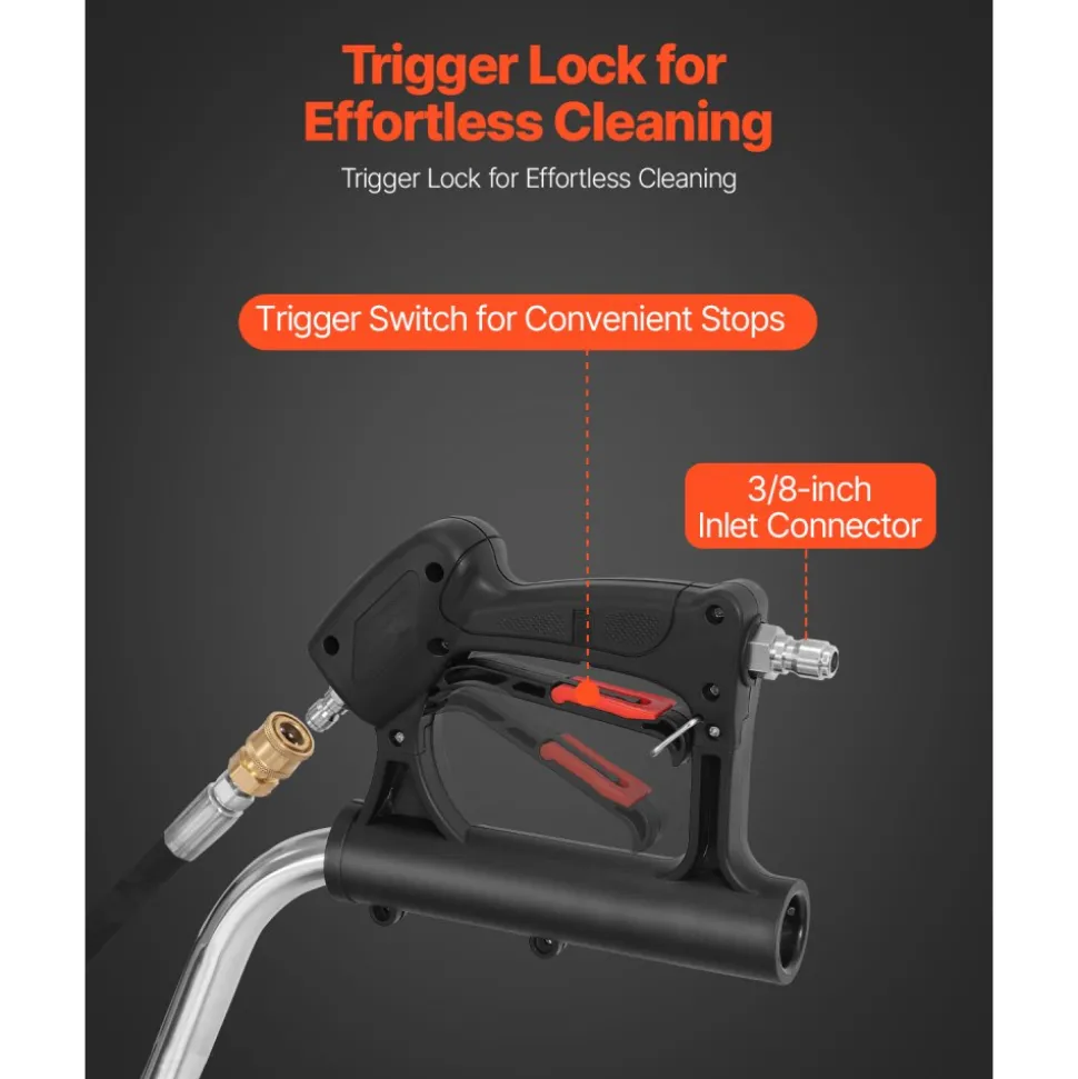 VEVOR 20" Pressure Washer Surface Cleaner, Stainless Steel Pressure Washer Attachments with 4 Wheels, 4000 Max PSI, 3/8 Quick Connector, 2 Spray Nozzles, Dual Handle, for Concrete, Patio, Sidewalk