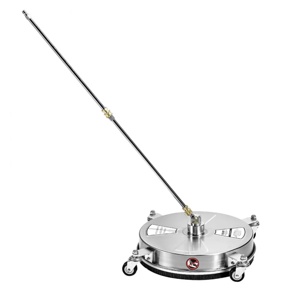VEVOR 15" Pressure Washer Surface Cleaner, Stainless Steel Pressure Washer Attachments with 4 Wheels, 4000 Max PSI, 1/4 Quick Connector, 2 Spray Nozzles, 2 Extended Wands for Concrete, Patio, Deck
